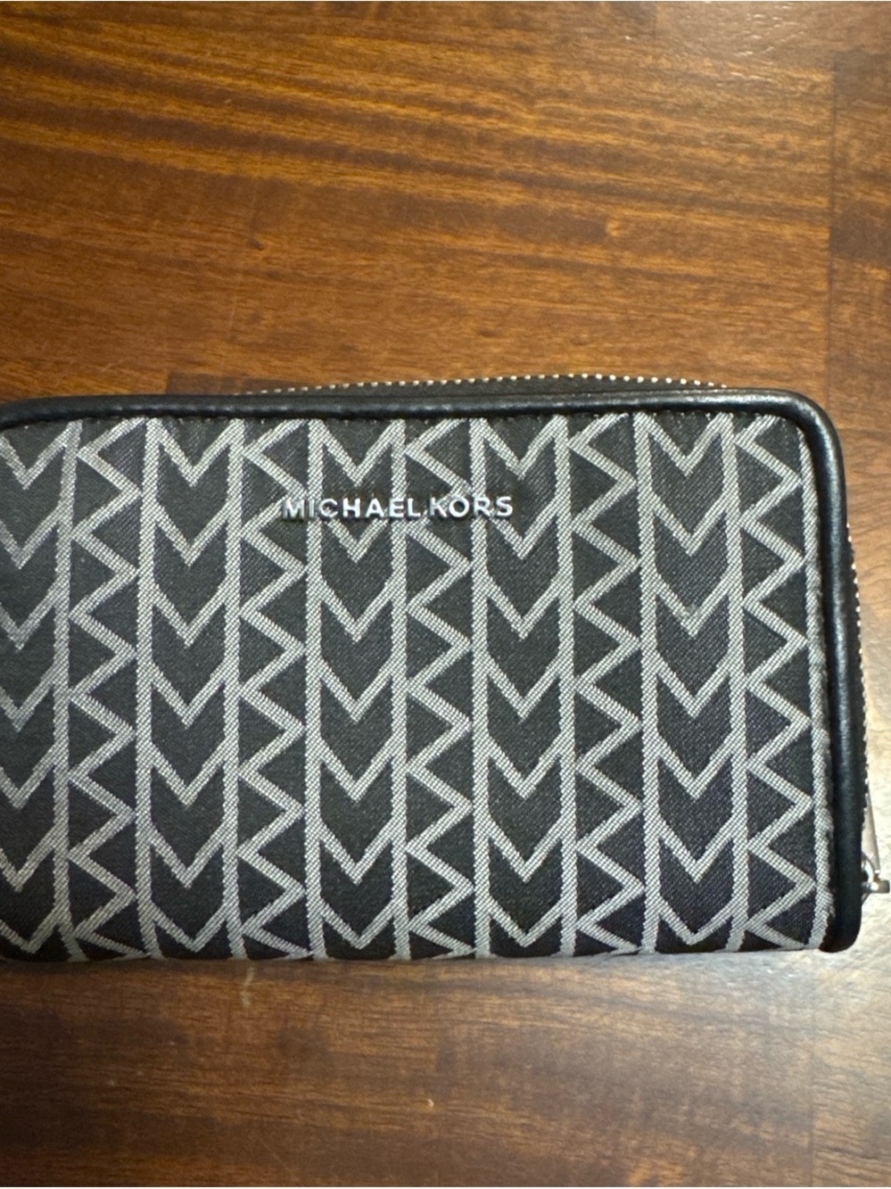 Michael Kors Small Black Logo Zip Wallet